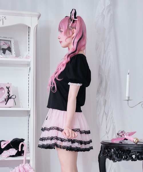 Magia Charm（マギアチャーム）の「「chammy」ラインストーンカットソー（Tシャツ/カットソー・レディース・ホワイト/ブラック・F）」の13枚目の写真