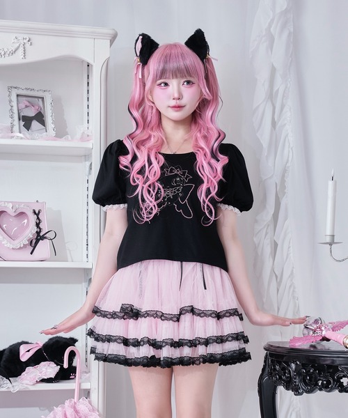 Magia Charm（マギアチャーム）の「「chammy」ラインストーンカットソー（Tシャツ/カットソー・レディース・ホワイト/ブラック・F）」の12枚目の写真