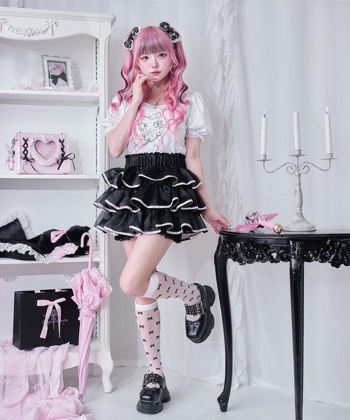Magia Charm（マギアチャーム）の「「chammy」ラインストーンカットソー（Tシャツ/カットソー・レディース・ホワイト/ブラック・F）」の4枚目の写真