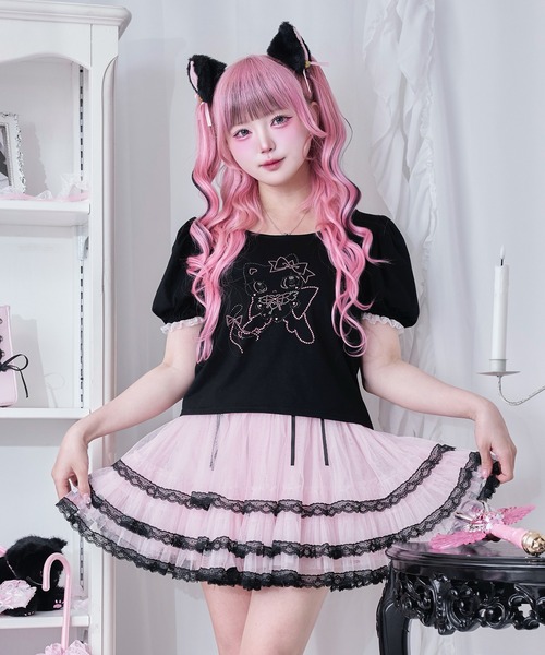 Magia Charm（マギアチャーム）の「「chammy」ラインストーンカットソー（Tシャツ/カットソー・レディース・ホワイト/ブラック・F）」の8枚目の写真
