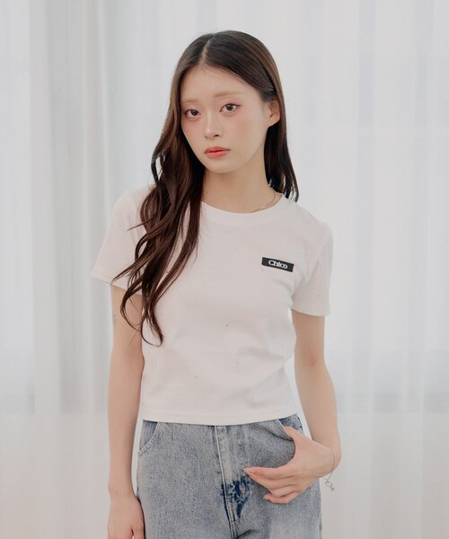 Chico(チコ)の「ラインストーンチビT(Tシャツ/カットソー・レディース・ホワイト系その他2/ピンク/ホワイト/ブラック・FREE)」の7枚目の写真