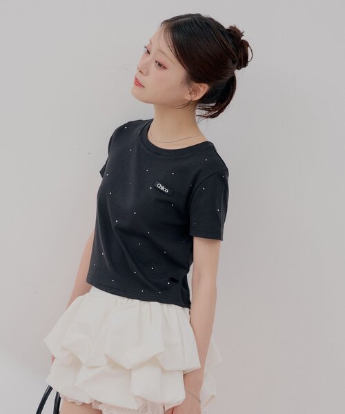 Chico(チコ)の「ラインストーンチビT(Tシャツ/カットソー・レディース・ホワイト系その他2/ピンク/ホワイト/ブラック・FREE)」の11枚目の写真