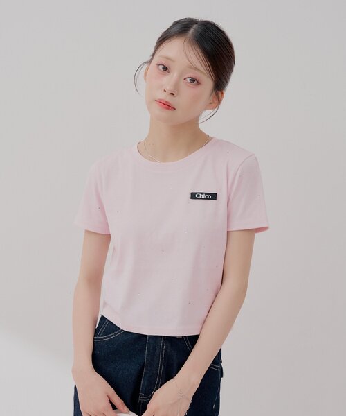Chico(チコ)の「ラインストーンチビT(Tシャツ/カットソー・レディース・ホワイト系その他2/ピンク/ホワイト/ブラック・FREE)」の14枚目の写真
