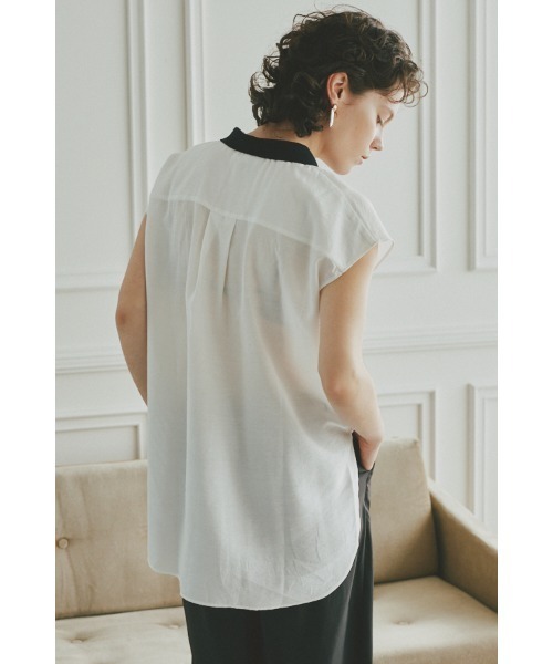 Muel Chic(ミュエルシック)の「Still blouse スティルブラウス(ポロシャツ・レディース・ホワイト/ライトブルー/ブラック・FREE)」の6枚目の写真