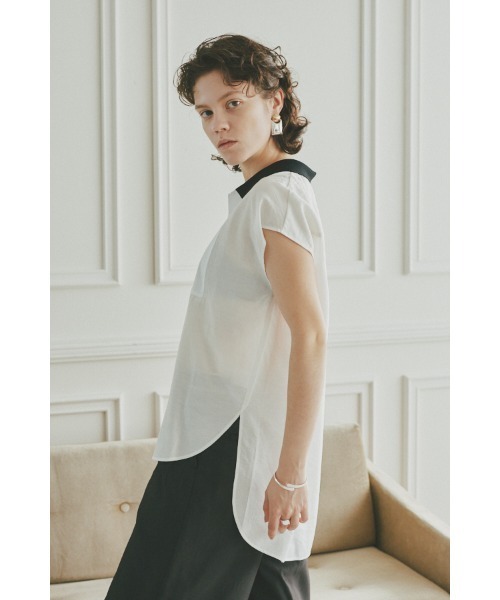 Muel Chic(ミュエルシック)の「Still blouse スティルブラウス(ポロシャツ・レディース・ホワイト/ライトブルー/ブラック・FREE)」の5枚目の写真