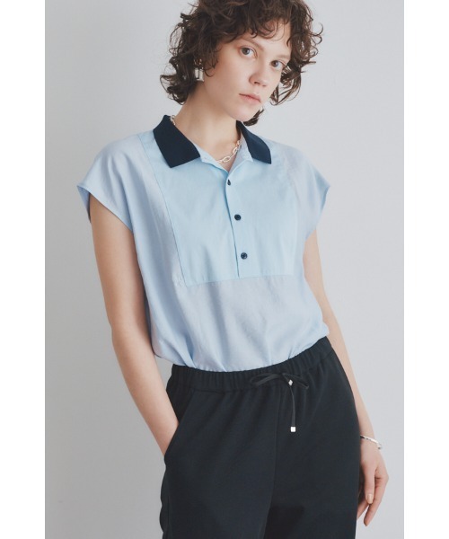 Muel Chic(ミュエルシック)の「Still blouse スティルブラウス(ポロシャツ・レディース・ホワイト/ライトブルー/ブラック・FREE)」の18枚目の写真