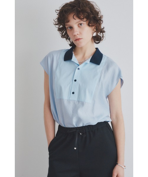 Muel Chic(ミュエルシック)の「Still blouse スティルブラウス(ポロシャツ・レディース・ホワイト/ライトブルー/ブラック・FREE)」の12枚目の写真