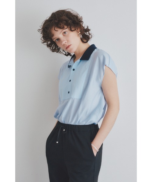 Muel Chic(ミュエルシック)の「Still blouse スティルブラウス(ポロシャツ・レディース・ホワイト/ライトブルー/ブラック・FREE)」の17枚目の写真