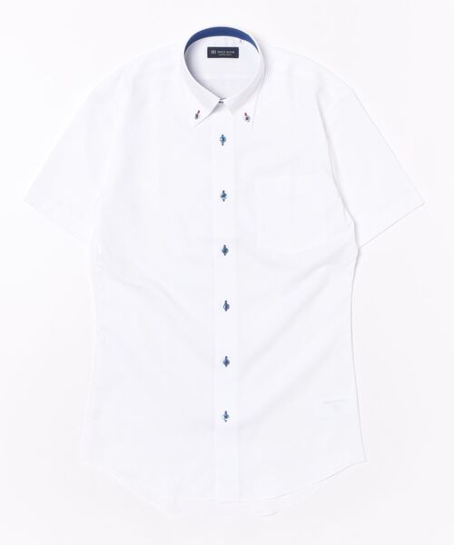 TOKYO SHIRTS(トウキョウシャツ)の「【吸水速乾】 形態安定ノンアイロン ボタンダウン 半袖ビジネスワイシャツ(ビジネスシャツ・メンズ・ホワイト・首回り42cm/首回り43cm/首回り37cm/首回り41cm/首回り39cm)」の6枚目の写真