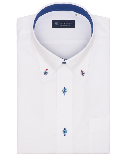 TOKYO SHIRTS(トウキョウシャツ)の「【吸水速乾】 形態安定ノンアイロン ボタンダウン 半袖ビジネスワイシャツ(ビジネスシャツ・メンズ・ホワイト・首回り42cm/首回り43cm/首回り37cm/首回り41cm/首回り39cm)」の1枚目の写真