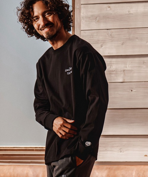 1minute 1second（ワンミニットワンセカンド）の「mlt5751-cursive embroidery U.S.A. cotton 8oz long sleeve cut sew ロングスリーブTシャツ(1M26A210)（Tシャツ/カットソー・メンズ・ネイビー/ブラック/ホワイト・S/M/L/XL）」の2枚目の写真