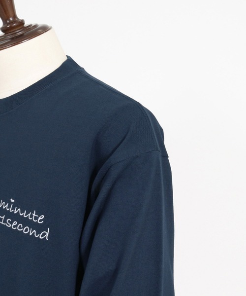 1minute 1second（ワンミニットワンセカンド）の「mlt5751-cursive embroidery U.S.A. cotton 8oz long sleeve cut sew ロングスリーブTシャツ(1M26A210)（Tシャツ/カットソー・メンズ・ネイビー/ブラック/ホワイト・S/M/L/XL）」の6枚目の写真