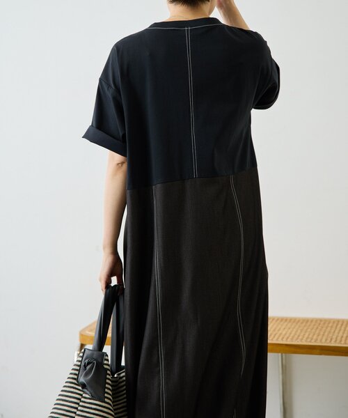 ear PAPILLONNER(イアパピヨネ)の「切替Tシャツワンピース【SUM1 STYLE】(ワンピース・レディース・ブラック/サックスブルー・FREE)」の9枚目の写真