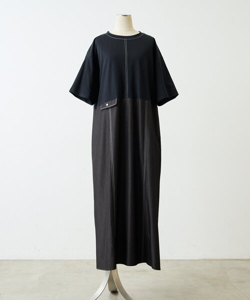 ear PAPILLONNER(イアパピヨネ)の「切替Tシャツワンピース【SUM1 STYLE】(ワンピース・レディース・ブラック/サックスブルー・FREE)」の10枚目の写真