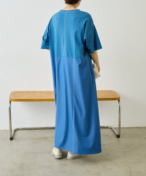 ear PAPILLONNER(イアパピヨネ)の「切替Tシャツワンピース【SUM1 STYLE】(ワンピース・レディース・ブラック/サックスブルー・FREE)」の14枚目の写真
