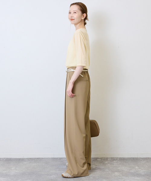 SLOBE IENA(スローブイエナ)の「《追加》シアー天竺5分袖Tシャツ(Tシャツ/カットソー・レディース・アイボリー/サックスブルー/ブラウン/ボルドー・FREE)」の12枚目の写真
