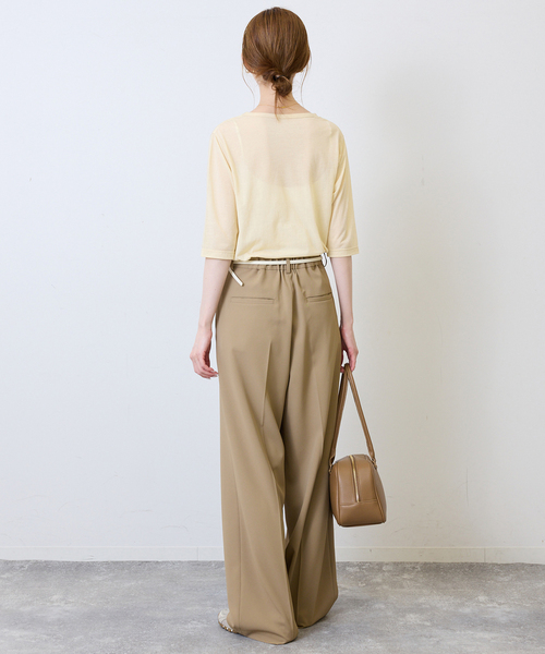 SLOBE IENA(スローブイエナ)の「《追加》シアー天竺5分袖Tシャツ(Tシャツ/カットソー・レディース・アイボリー/サックスブルー/ブラウン/ボルドー・FREE)」の13枚目の写真