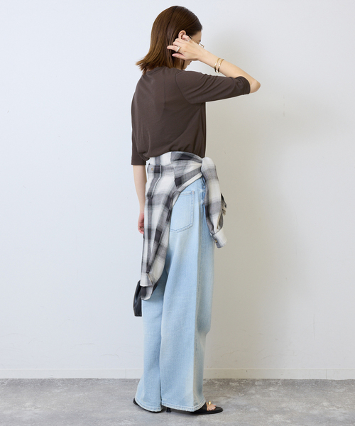 SLOBE IENA(スローブイエナ)の「《追加》シアー天竺5分袖Tシャツ(Tシャツ/カットソー・レディース・アイボリー/サックスブルー/ブラウン/ボルドー・FREE)」の20枚目の写真