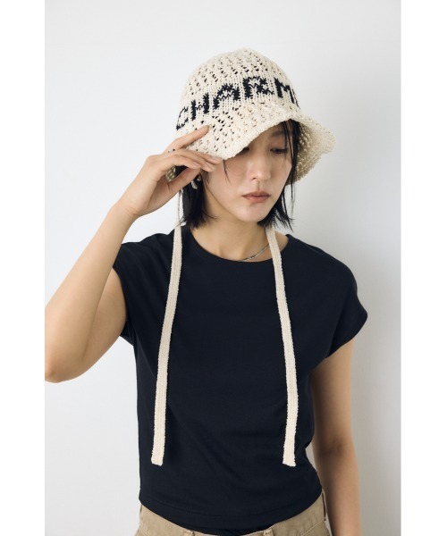 AZUL by moussy(アズールバイマウジー)の「オープンワークニッティングロゴハット(ハット・レディース・ライトベージュ/ブラック・FREE)」の11枚目の写真