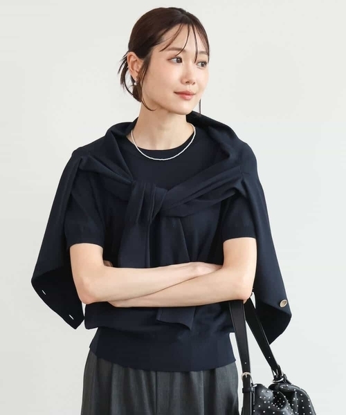 MK MICHEL KLEIN（エムケーミッシェルクラン）の「[洗える]カラーニットアンサンブル（ニット/セーター・レディース・ネイビー/アイボリー/ブラウン/パープル・38）」の12枚目の写真