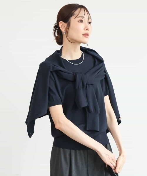 MK MICHEL KLEIN（エムケーミッシェルクラン）の「[洗える]カラーニットアンサンブル（ニット/セーター・レディース・ネイビー/アイボリー/ブラウン/パープル・38）」の13枚目の写真