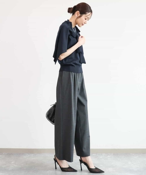 MK MICHEL KLEIN（エムケーミッシェルクラン）の「[洗える]カラーニットアンサンブル（ニット/セーター・レディース・ネイビー/アイボリー/ブラウン/パープル・38）」の16枚目の写真