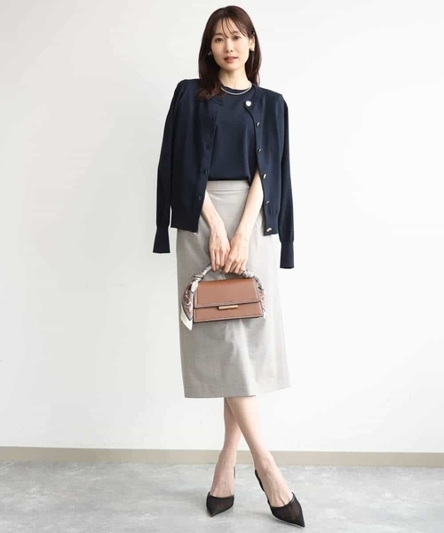 MK MICHEL KLEIN（エムケーミッシェルクラン）の「[洗える]カラーニットアンサンブル（ニット/セーター・レディース・ネイビー/アイボリー/ブラウン/パープル・38）」の19枚目の写真