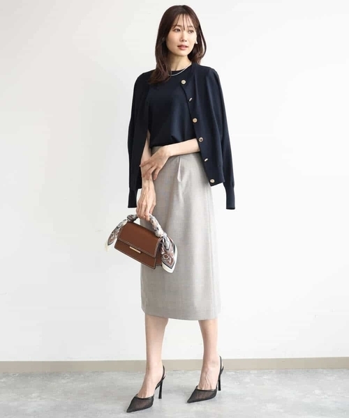 MK MICHEL KLEIN（エムケーミッシェルクラン）の「[洗える]カラーニットアンサンブル（ニット/セーター・レディース・ネイビー/アイボリー/ブラウン/パープル・38）」の20枚目の写真