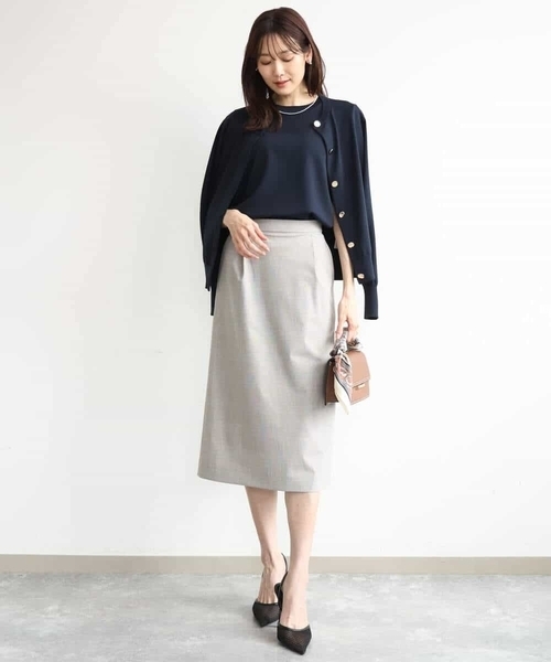 MK MICHEL KLEIN（エムケーミッシェルクラン）の「[洗える]カラーニットアンサンブル（ニット/セーター・レディース・ネイビー/アイボリー/ブラウン/パープル・38）」の21枚目の写真