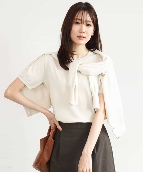 MK MICHEL KLEIN（エムケーミッシェルクラン）の「[洗える]カラーニットアンサンブル（ニット/セーター・レディース・ネイビー/アイボリー/ブラウン/パープル・38）」の22枚目の写真