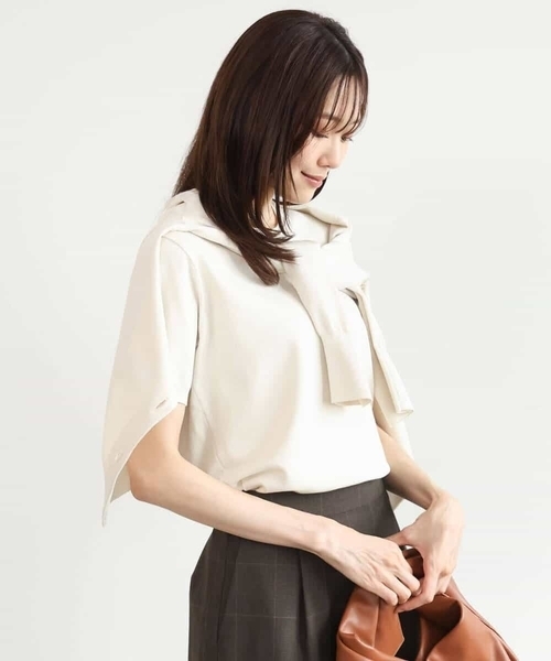 MK MICHEL KLEIN（エムケーミッシェルクラン）の「[洗える]カラーニットアンサンブル（ニット/セーター・レディース・ネイビー/アイボリー/ブラウン/パープル・38）」の11枚目の写真