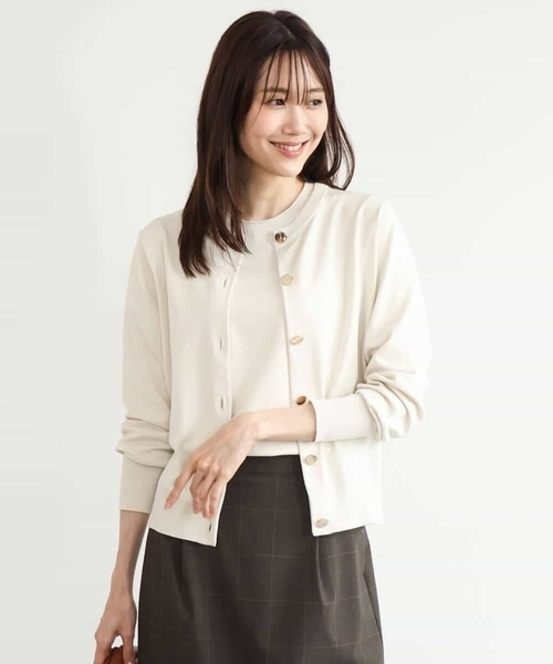 MK MICHEL KLEIN（エムケーミッシェルクラン）の「[洗える]カラーニットアンサンブル（ニット/セーター・レディース・ネイビー/アイボリー/ブラウン/パープル・38）」の13枚目の写真