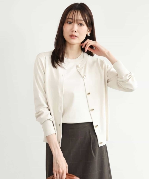 MK MICHEL KLEIN（エムケーミッシェルクラン）の「[洗える]カラーニットアンサンブル（ニット/セーター・レディース・ネイビー/アイボリー/ブラウン/パープル・38）」の14枚目の写真