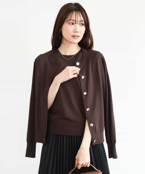 MK MICHEL KLEIN（エムケーミッシェルクラン）の「[洗える]カラーニットアンサンブル（ニット/セーター・レディース・ネイビー/アイボリー/ブラウン/パープル・38）」の18枚目の写真