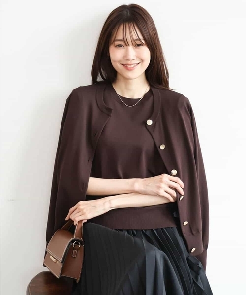 MK MICHEL KLEIN（エムケーミッシェルクラン）の「[洗える]カラーニットアンサンブル（ニット/セーター・レディース・ネイビー/アイボリー/ブラウン/パープル・38）」の19枚目の写真