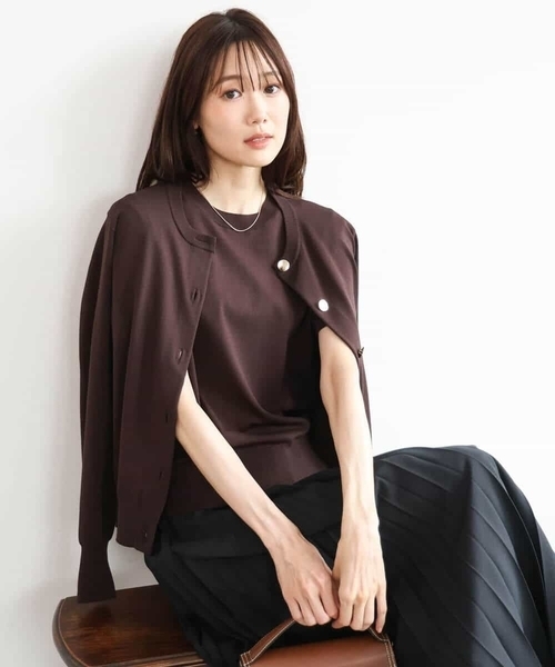 MK MICHEL KLEIN（エムケーミッシェルクラン）の「[洗える]カラーニットアンサンブル（ニット/セーター・レディース・ネイビー/アイボリー/ブラウン/パープル・38）」の20枚目の写真