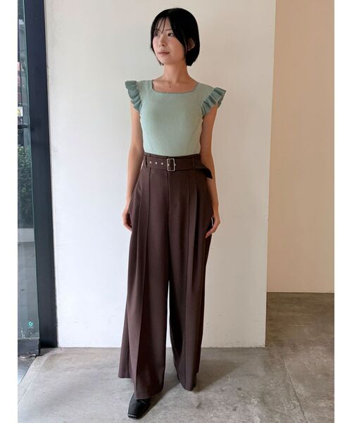 LAGUNAMOON(ラグナムーン)の「フリルリブフレンチスリーブニット 【夏服】【半袖】(ニット/セーター・レディース・ホワイト/ネイビー/ミント・FREE)」の11枚目の写真