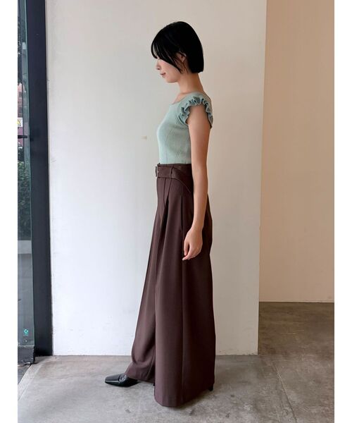 LAGUNAMOON(ラグナムーン)の「フリルリブフレンチスリーブニット 【夏服】【半袖】(ニット/セーター・レディース・ホワイト/ネイビー/ミント・FREE)」の12枚目の写真