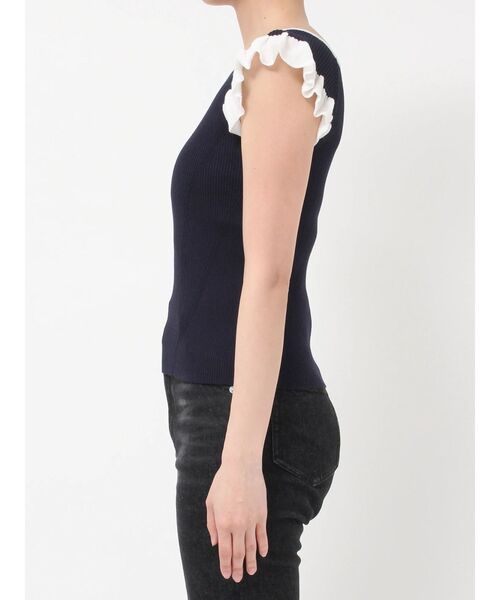 LAGUNAMOON(ラグナムーン)の「フリルリブフレンチスリーブニット 【夏服】【半袖】(ニット/セーター・レディース・ホワイト/ネイビー/ミント・FREE)」の15枚目の写真