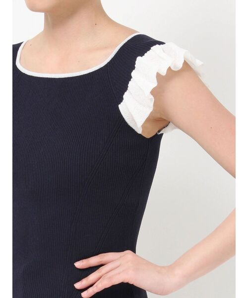 LAGUNAMOON(ラグナムーン)の「フリルリブフレンチスリーブニット 【夏服】【半袖】(ニット/セーター・レディース・ホワイト/ネイビー/ミント・FREE)」の18枚目の写真