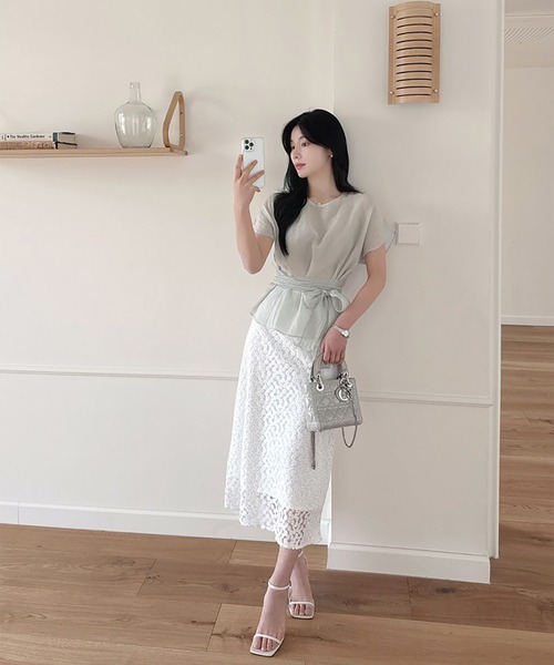 Doula Doula(ドゥーラドゥーラ)の「シアーワッシャーウエストリボンブラウス(シャツ/ブラウス・レディース・グリーン/イエロー/ブラウン・FREE)」の7枚目の写真