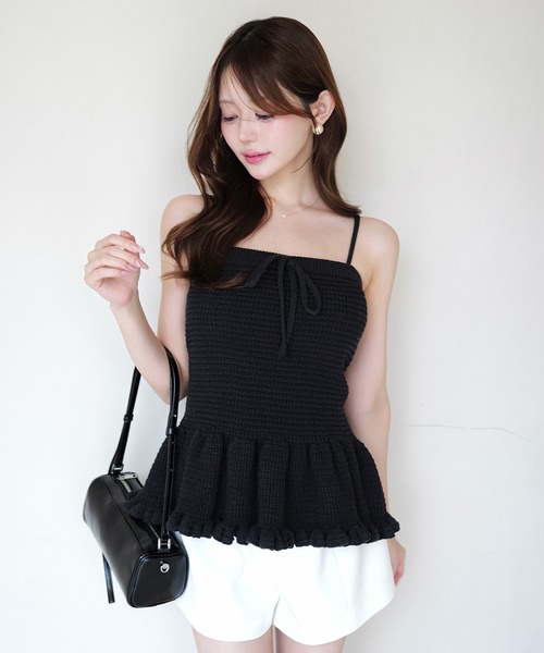 EIMY ISTOIRE(エイミーイストワール)の「CROCHET KNIT BUSITER(その他トップス・レディース・ピンクベージュ/レッド/ホワイト/ブラック・F)」の1枚目の写真