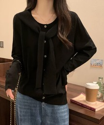 フェイクレイヤードニットカーディガン