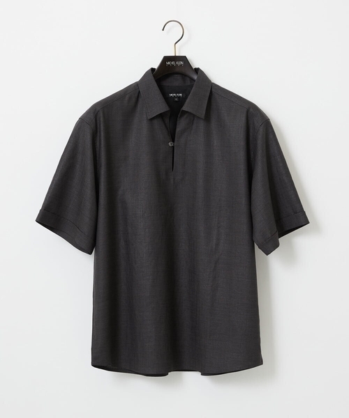 MICHEL KLEIN HOMME (ミッシェルクランオム)の「【セットアップ】カプリ半袖シャツ(シャツ/ブラウス・メンズ・ダークグレー/パープル・MEDIUM/LARGE/X-LARGE)」の1枚目の写真
