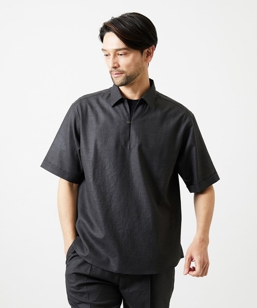 MICHEL KLEIN HOMME (ミッシェルクランオム)の「【セットアップ】カプリ半袖シャツ(シャツ/ブラウス・メンズ・ダークグレー/パープル・MEDIUM/LARGE/X-LARGE)」の15枚目の写真