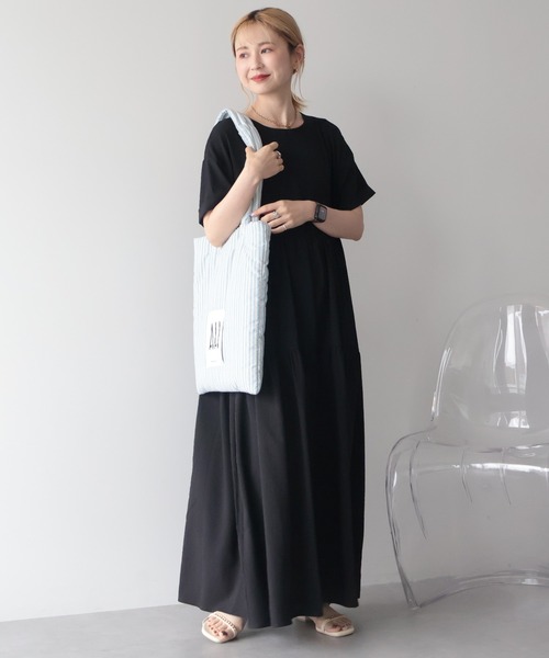 AMERICAN HOLIC（アメリカンホリック）の「【WEB限定】【さらっとノンストレス】サッカーティアードワンピース＜丈違い＞【UVカット・イージーケア】（ワンピース・レディース・ブラック/ブラウン・L/M）」の16枚目の写真