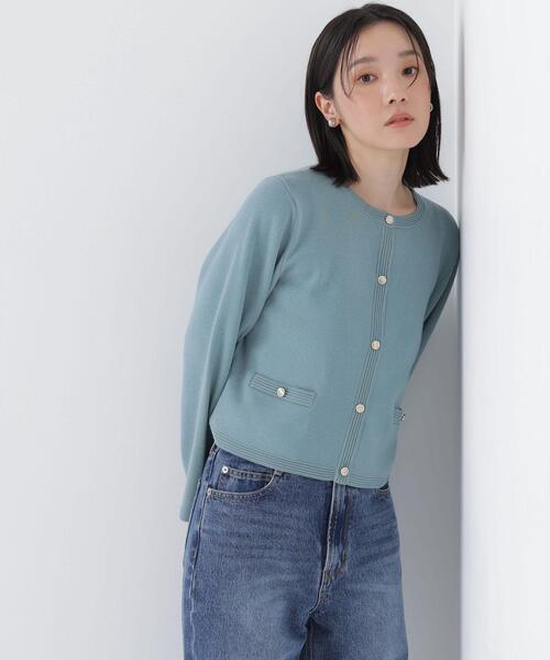 NATURAL BEAUTY BASIC(ナチュラルビューティーベーシック)の「シルクブレンドカーディガン(カーディガン/ボレロ・レディース・グレー/ネイビー/オフホワイト/ブルー/イエロー・フリ-)」の5枚目の写真