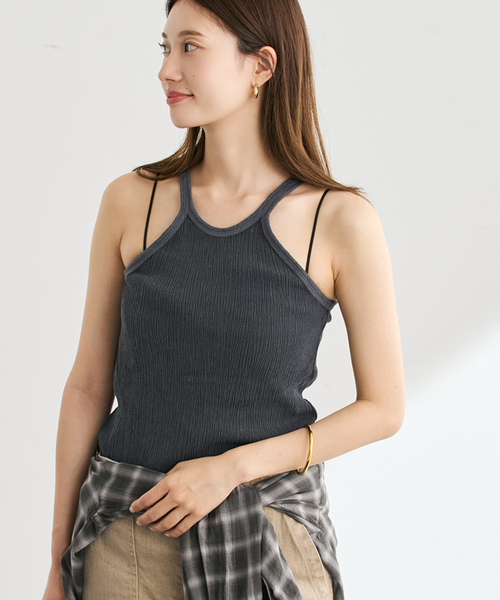 FRAMeWORK(フレームワーク)の「MATTII Wrinkle cotton Crew neck tank top(タンクトップ・レディース・ホワイト/レッド/チャコールグレー・FREE)」の1枚目の写真