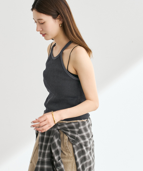 FRAMeWORK(フレームワーク)の「MATTII Wrinkle cotton Crew neck tank top(タンクトップ・レディース・ホワイト/レッド/チャコールグレー・FREE)」の7枚目の写真