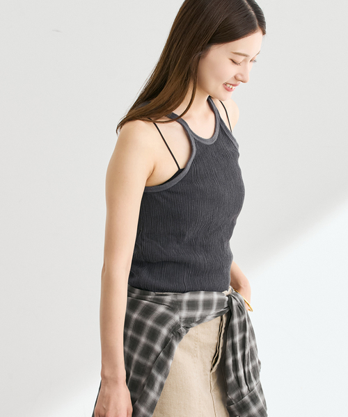 FRAMeWORK(フレームワーク)の「MATTII Wrinkle cotton Crew neck tank top(タンクトップ・レディース・ホワイト/レッド/チャコールグレー・FREE)」の8枚目の写真